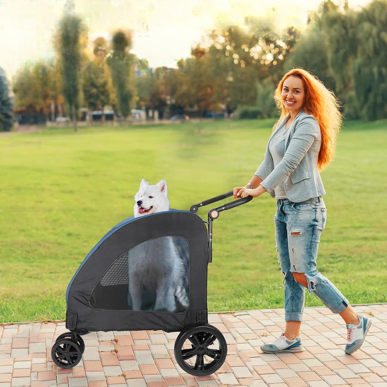 StrollyPet™ - Bleu - Chien de sortie